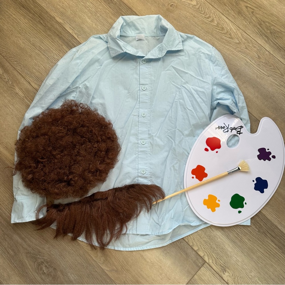 Bob Ross Halloween Costume Men’s Small/Medium 5 Pieces